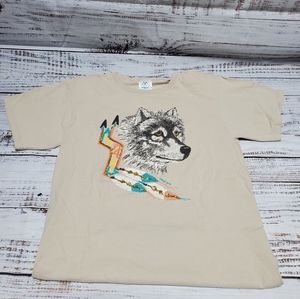 Wolf tee vintage retro feathers boho nature